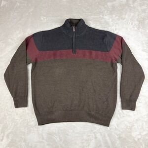 Tricots St Raphael 1/4 Zip Sweater Mens L Textured Shearling Lined Collar Preppy